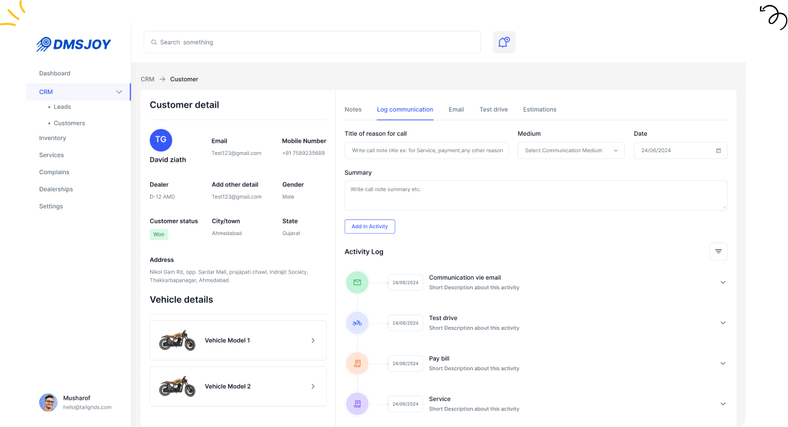 DMSJoy CRM dashboard preview